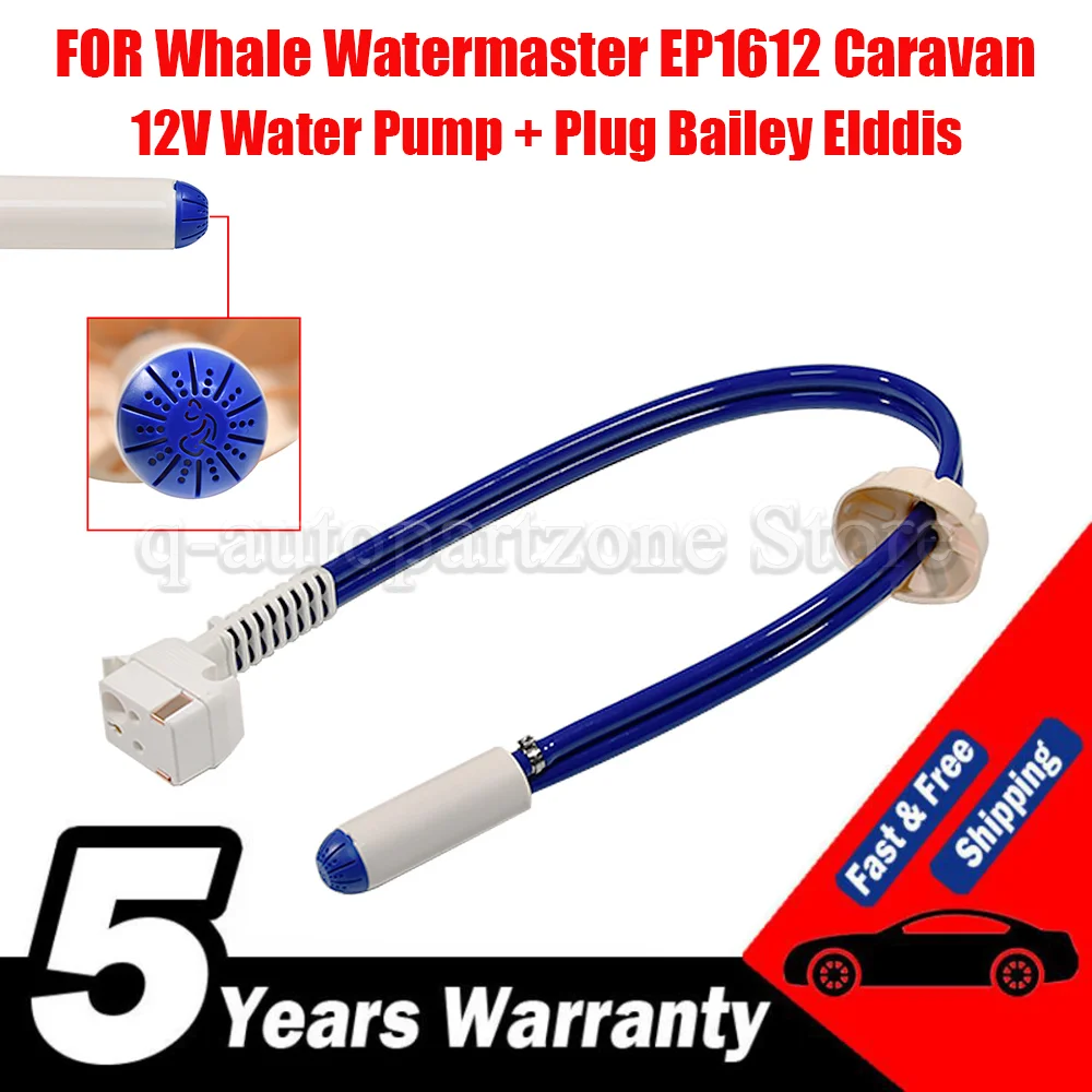

12V High Flow Water Pump For Whale Watermaster EP1612 Caravan Systems Complete with Power Plug For Bailey Elddis