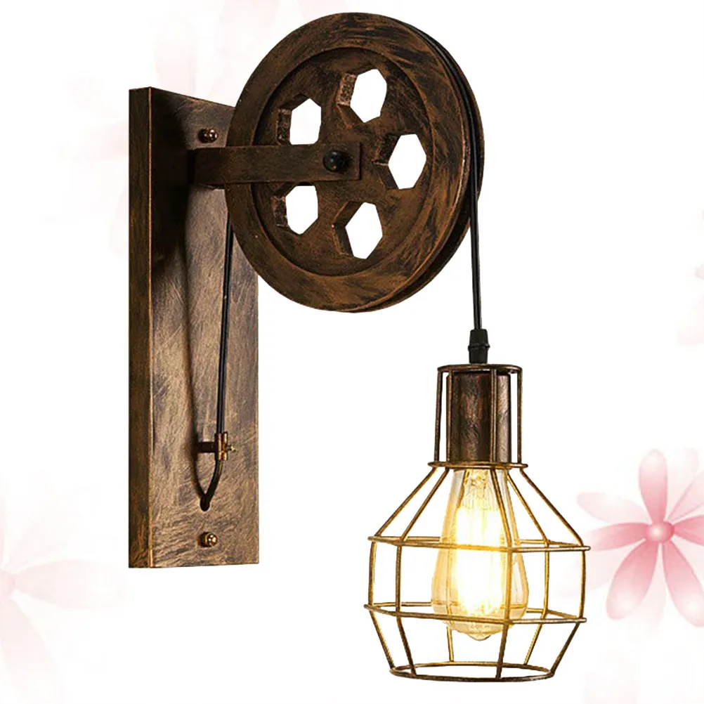 Loft Retro Lantern Wall Lamp Bronze Metal Cage Pendant Light for Living Room Bedroom Cafe Bar Hotel Decor LED Energy