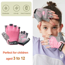 Guantes para niños de medio dedo para deportes al aire libre, protección antideslizante, transpirable, fino, para primavera y verano