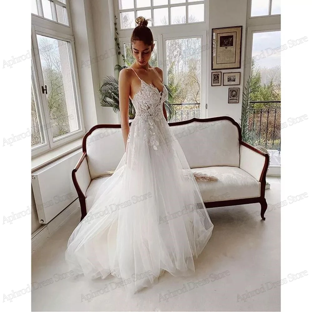 ชุดแต่งงานลวงตาชุดเจ้าสาว A-Line Tulle ฉัตรเสื้อคลุมเซ็กซี่แขนกุดลูกไม้ appliques vestidos de Novia 2024