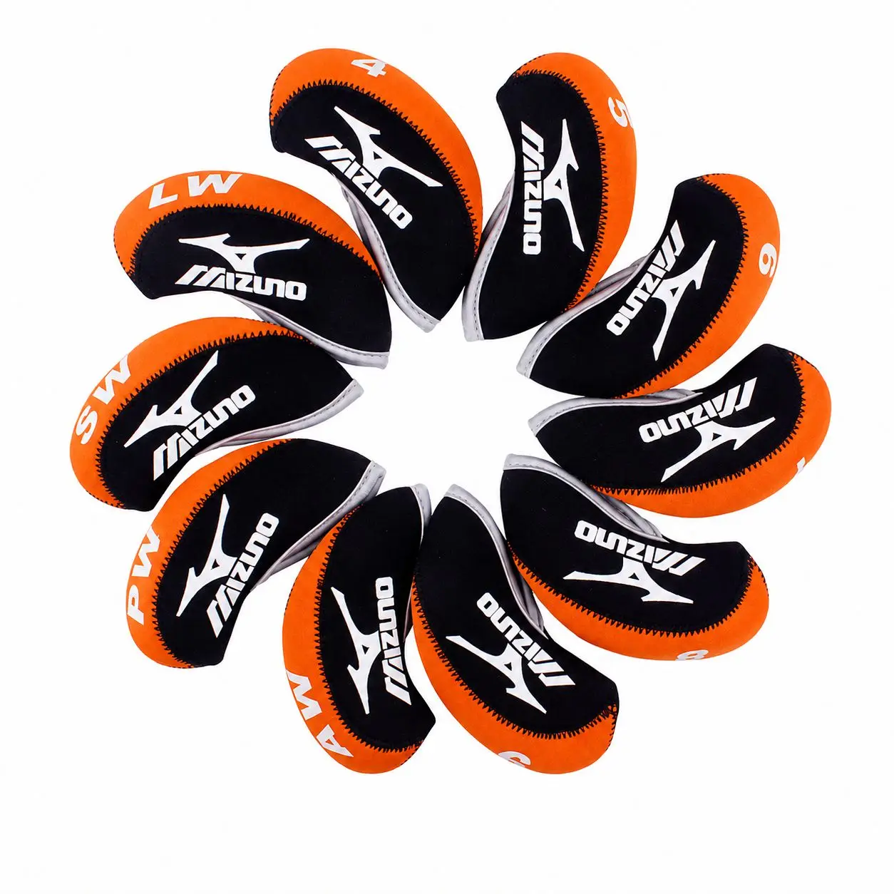 Mizuno Ensemble de 10 Housses de Protection pour Fers de Golf SW PW AW LW, Anti-Rayures, Accessoires de Golf pour Hommes, Femmes et Adultes