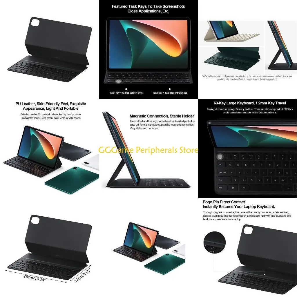 

U55B TouchPad Keyboard Cases for Tablet MI Pad 5/5 Cover（Black）