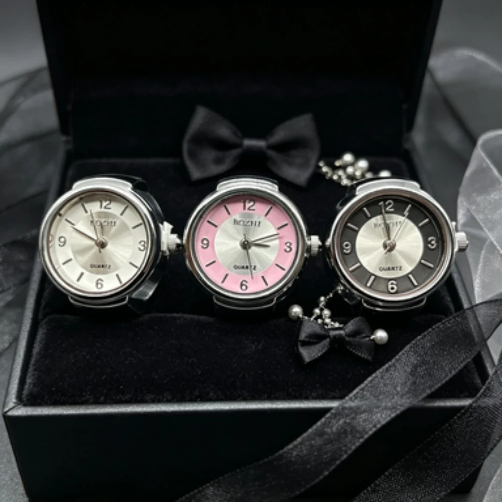 Punk Vintage Finger Watch Ring Elastic Stretchy Goth Quartz Ring Clock for Women Men, Retro Finger Rings Jewelry Gift