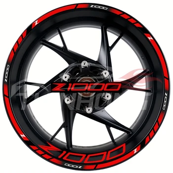 Nouveau modèle pour moto Kawasaki Z1000, un ensemble d'autocollants de cadre avant et arrière de 17 pouces, autocollants de jante réfléchissants imperméables pour moyeu de roue