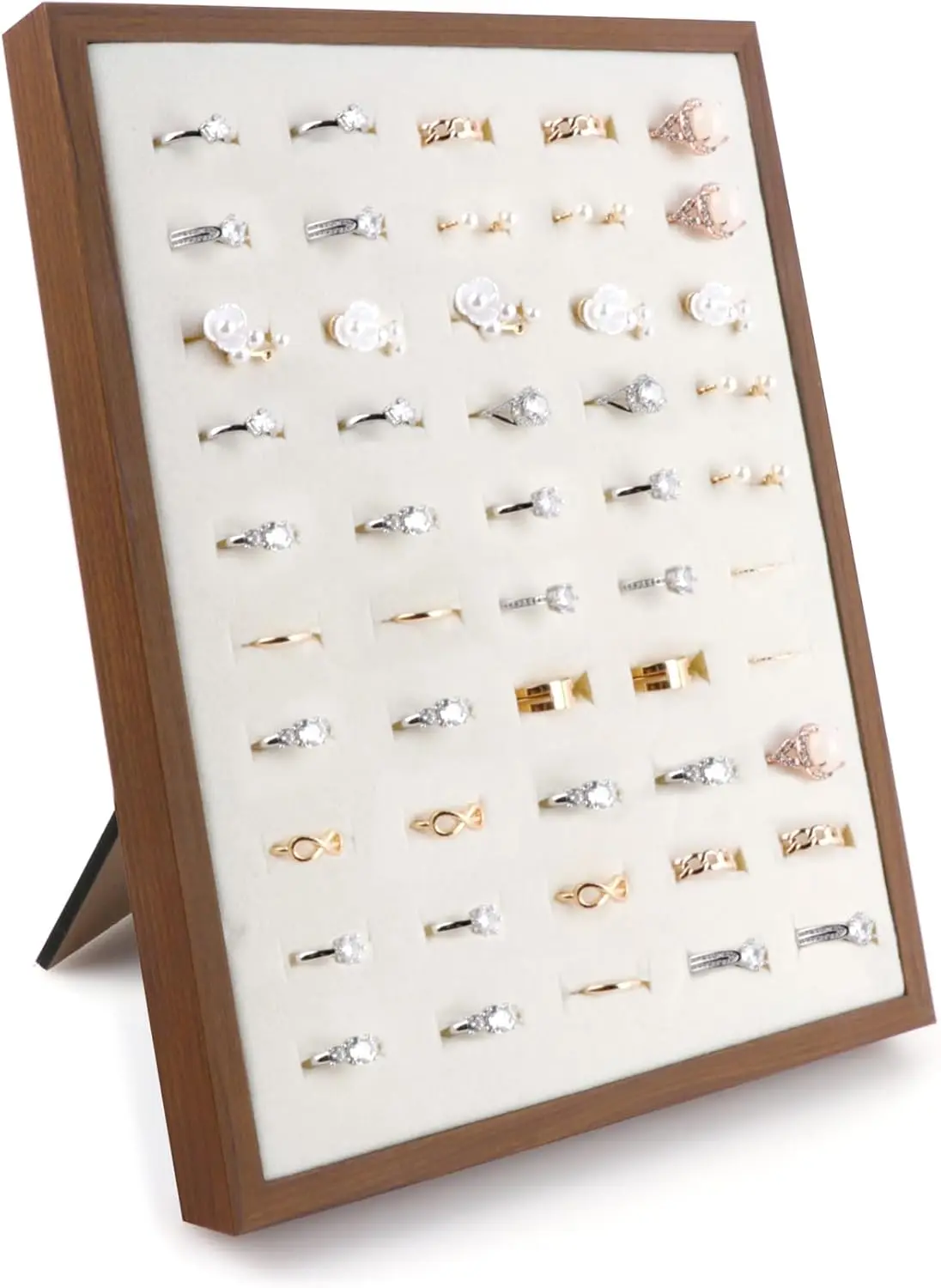 

Velvet 50 Slots L-Shaped/9 Long Slots/60 hole Ring Earring Jewelry Tray Organizer Holder Display board for Showcase, Counter