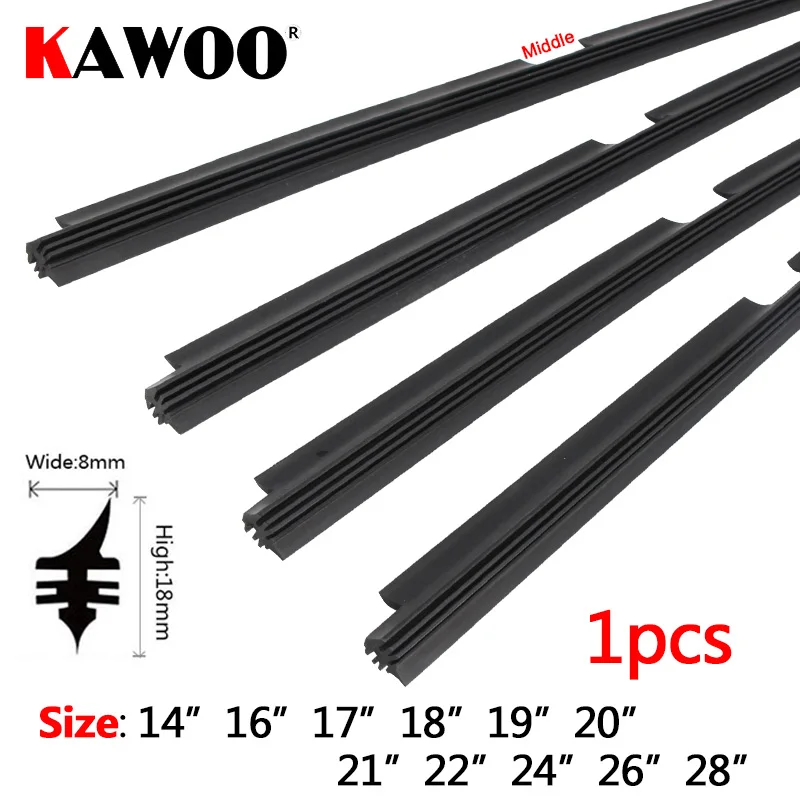 

KAWOO 1pcs Car Vehicle Insert Natural Rubber Strips For Valeo Type Beam Wiper Blade (Refill) 14"16"17"18"19"20"21"22"24"26"28"