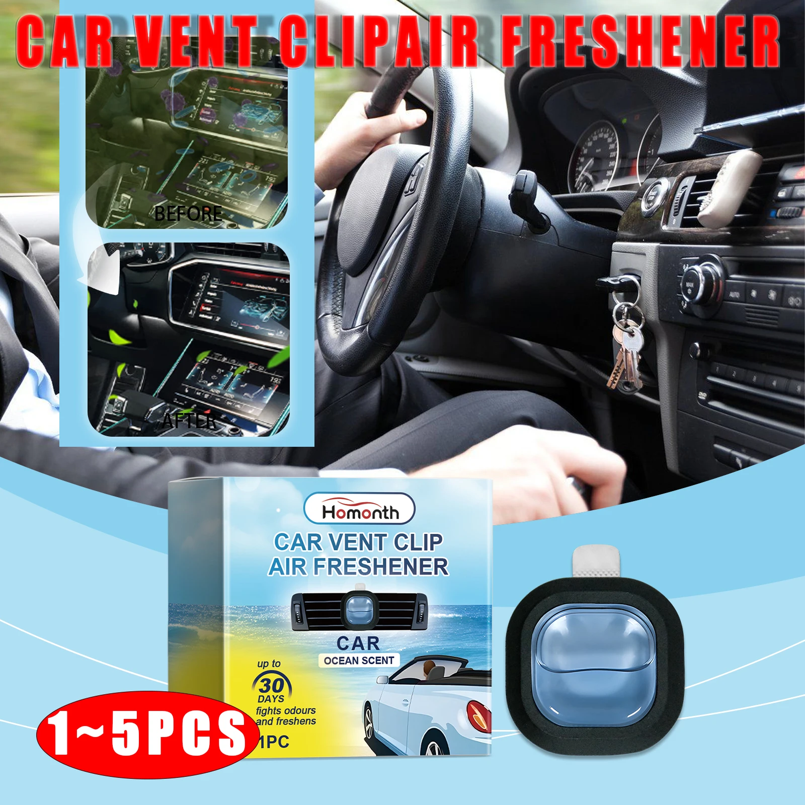 1/3/5PCS Car Air Freshener Multipurpose Car Interior Air Conditioner Air Outlet Deodorization Air Freshener Clips