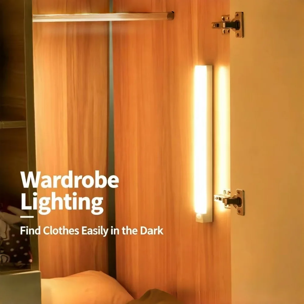 20cm Magnetic Stickable LED Motion Sensor Night Light Induction Cabinet Lamp for Cupboard Closet Wardrobe Bookcase Bedside Table