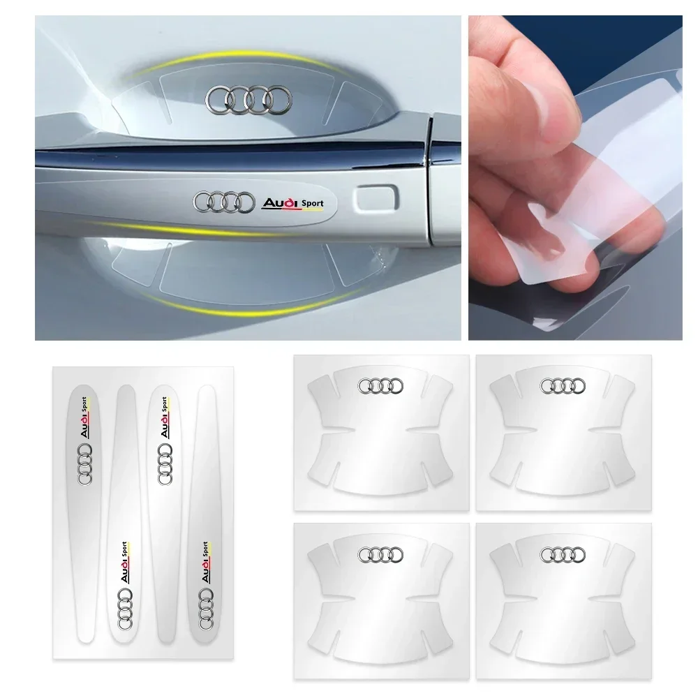 8 Audi PVC doorknob protective film door bowl scratch-resistant stickers for Audi Sline A4 B8 8P A3 A5 A6 C7 A1 A7 A8 Q3 Q5