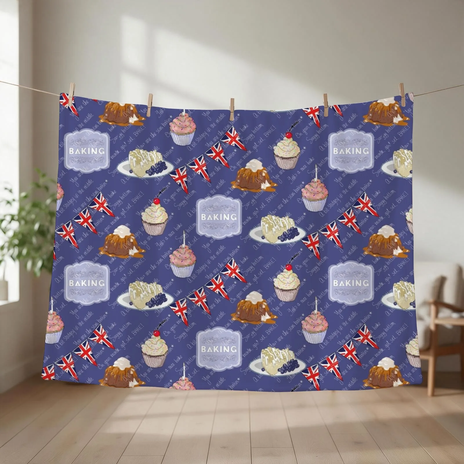 British Bake Show Throw Blanket couch cozy soft plush fuzzy picnic outdoor blanket