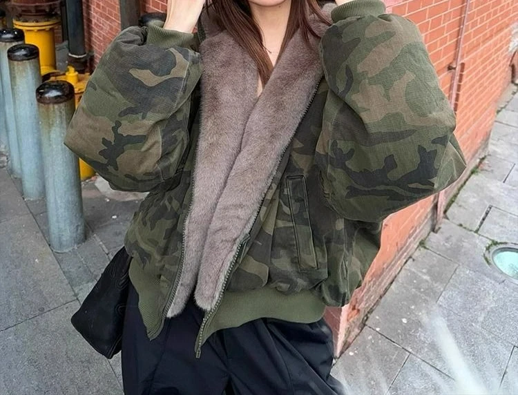 

2025 Winter New Hooded Camouflage Cotton Coat Women's Thickened Warm Cotton-padded Coat
