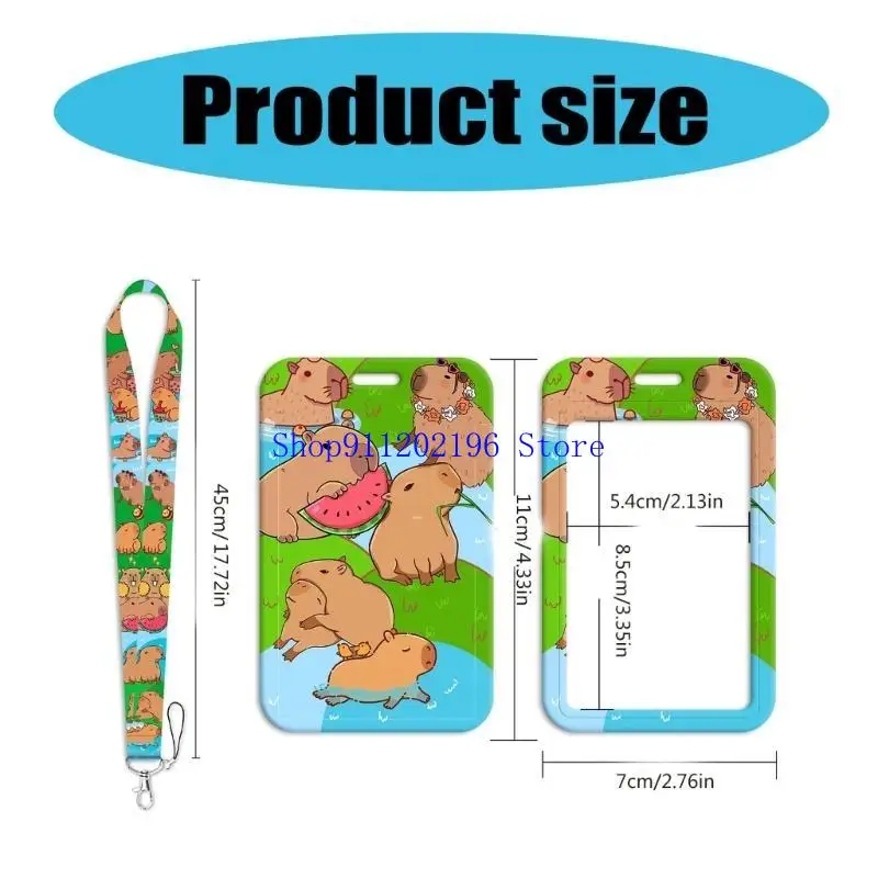 P82A الكرتون الحيوان اسهم شارة حامل البطاقة مع حامل بطاقة الحبل جميل كابيبارا الرقبة حزام للممرضة #6