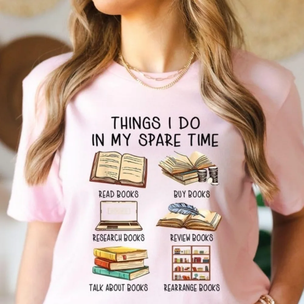 Funny Book Lover Shirt Things I Do in My Spare Time Tops Gift for Book Lover Book Lover Clothes Librarian Gift Reading Tees