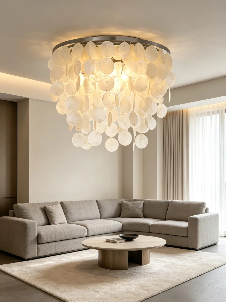 Romantic Shell LED Ceiling Light E27 Bulb Gold Metal Base