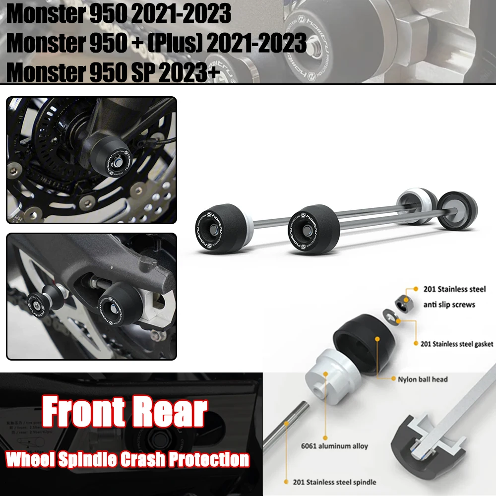 

For Ducati Monster 950 / Monster 950 SP / Monster 950+Plus 2021 2022 2023 Front Rear wheel Spindle Crash Protection