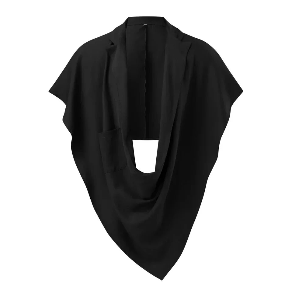 Fashion New Men Vests Solid Lapel Sleeveless Casual Tank Tops Sexy V Neck Irregular Cloak Loose New