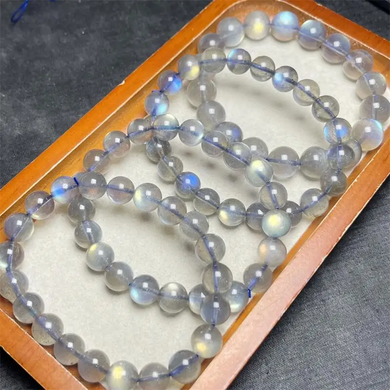 Natural Gray Moon Stone Bracelet For Women Men Love Gift Crystal Beads Strands Jewelry Gift 1PCS 9.5/10/11/12MM