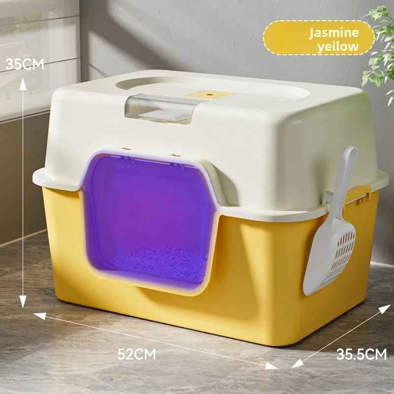 

Large Enclosed Cat Litting Litter Box Ultra Size Odor Control Anti Splash Top Entry Cat Litter Pan Big Modern Design Cat Litter