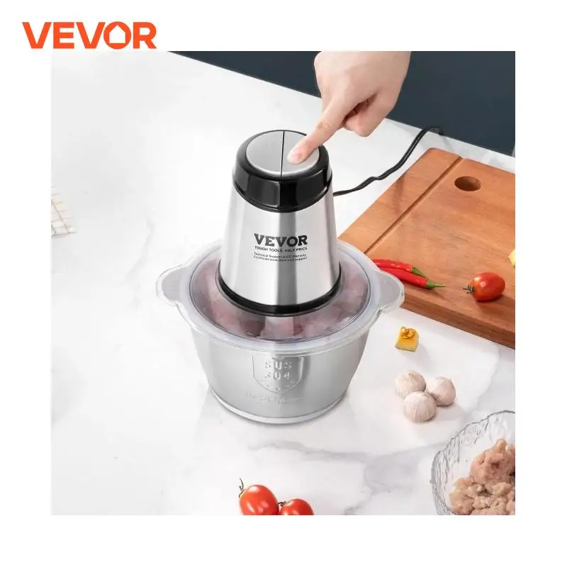 VEVOR Food Processor Electric Meat Grinder with 4-Wing Stainless Steel Blades8 Cup Stainless Steel Bowl for Baby Food