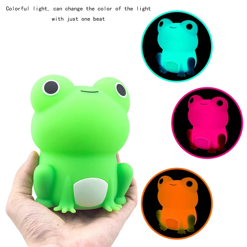 Frog Silicone Lamp USB Charging Multi Mode Dimming Timer Night Light Children's Gift LED Sleep Companion Patting Light