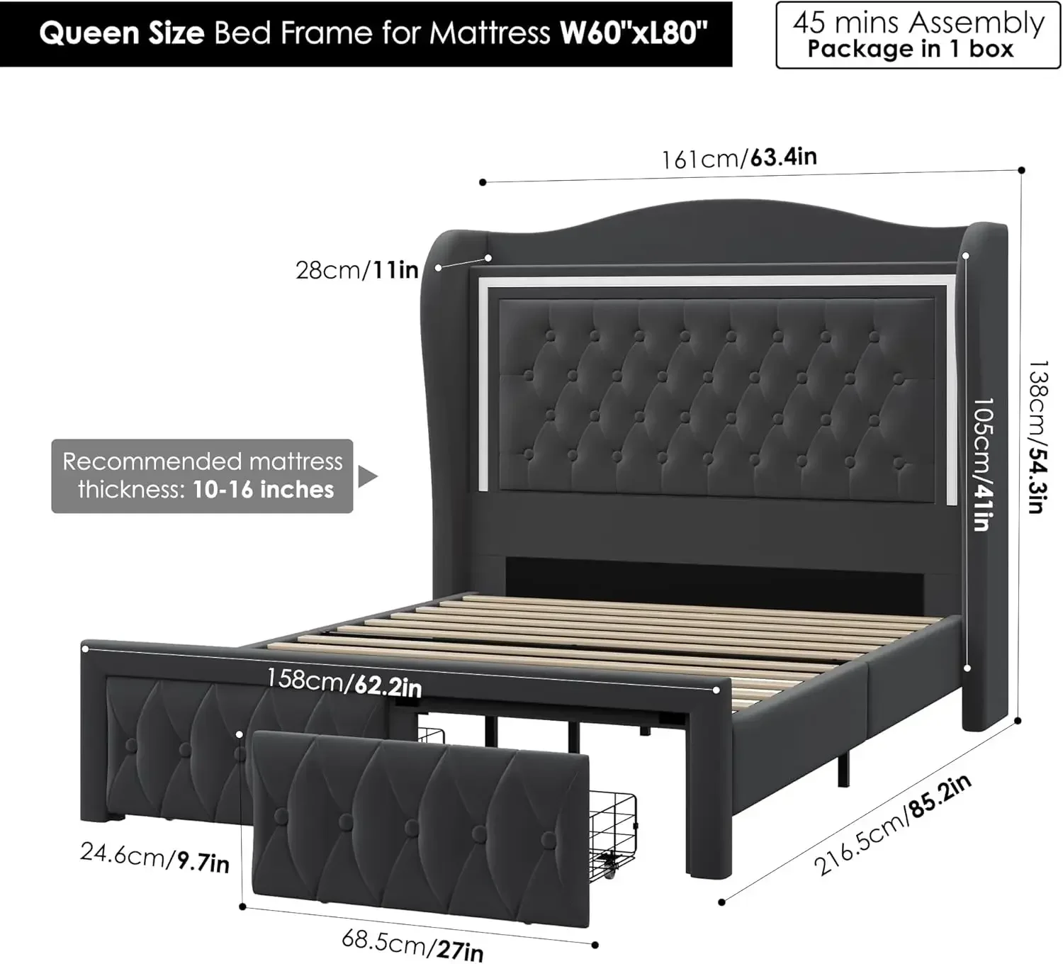 Queen Bed Frame 55