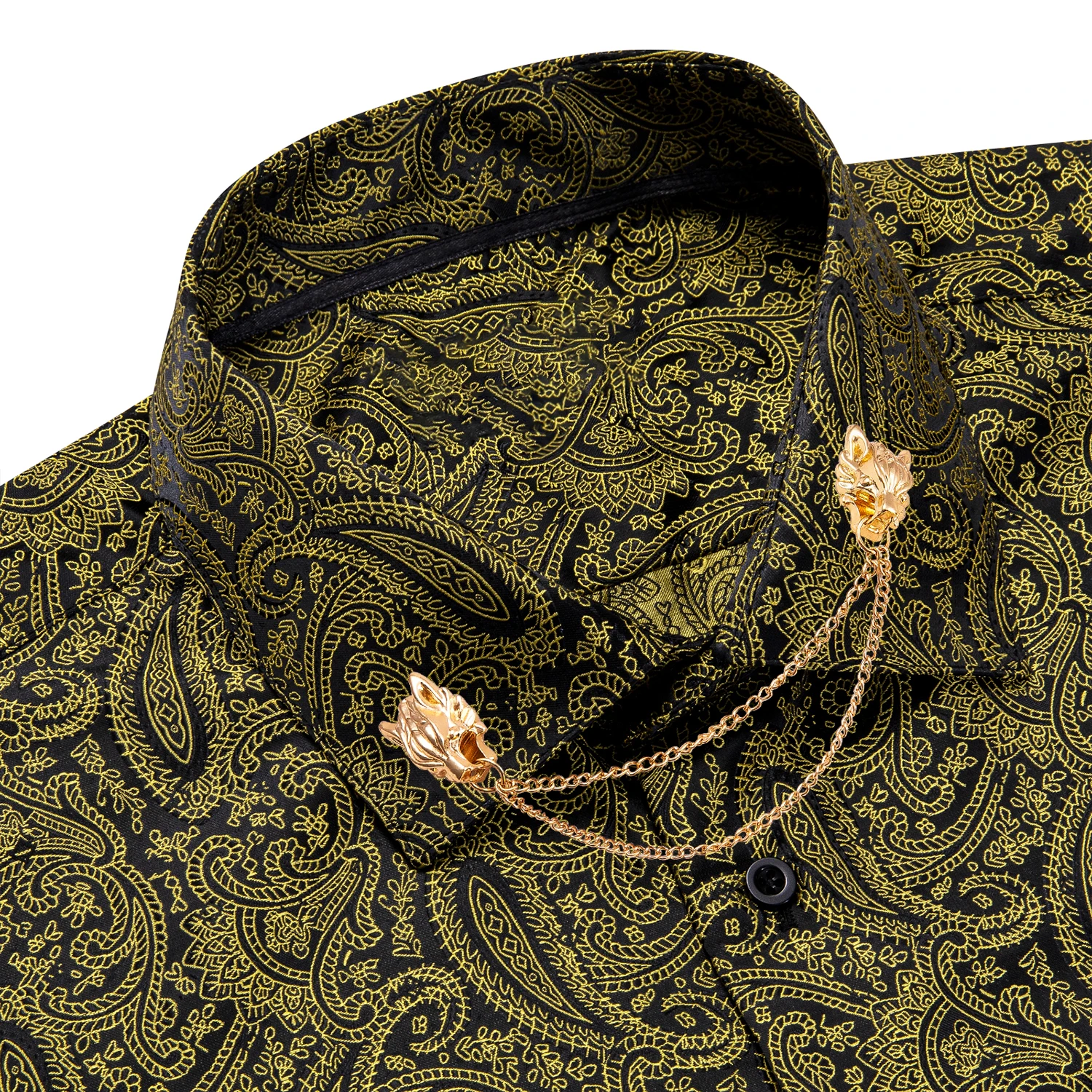 

Hi-Tie Paisley Dress Mens Shirts Casual Bronze Golden Jacquard Long Sleeve Button Down Regular Fit Shirts Formal Party Business