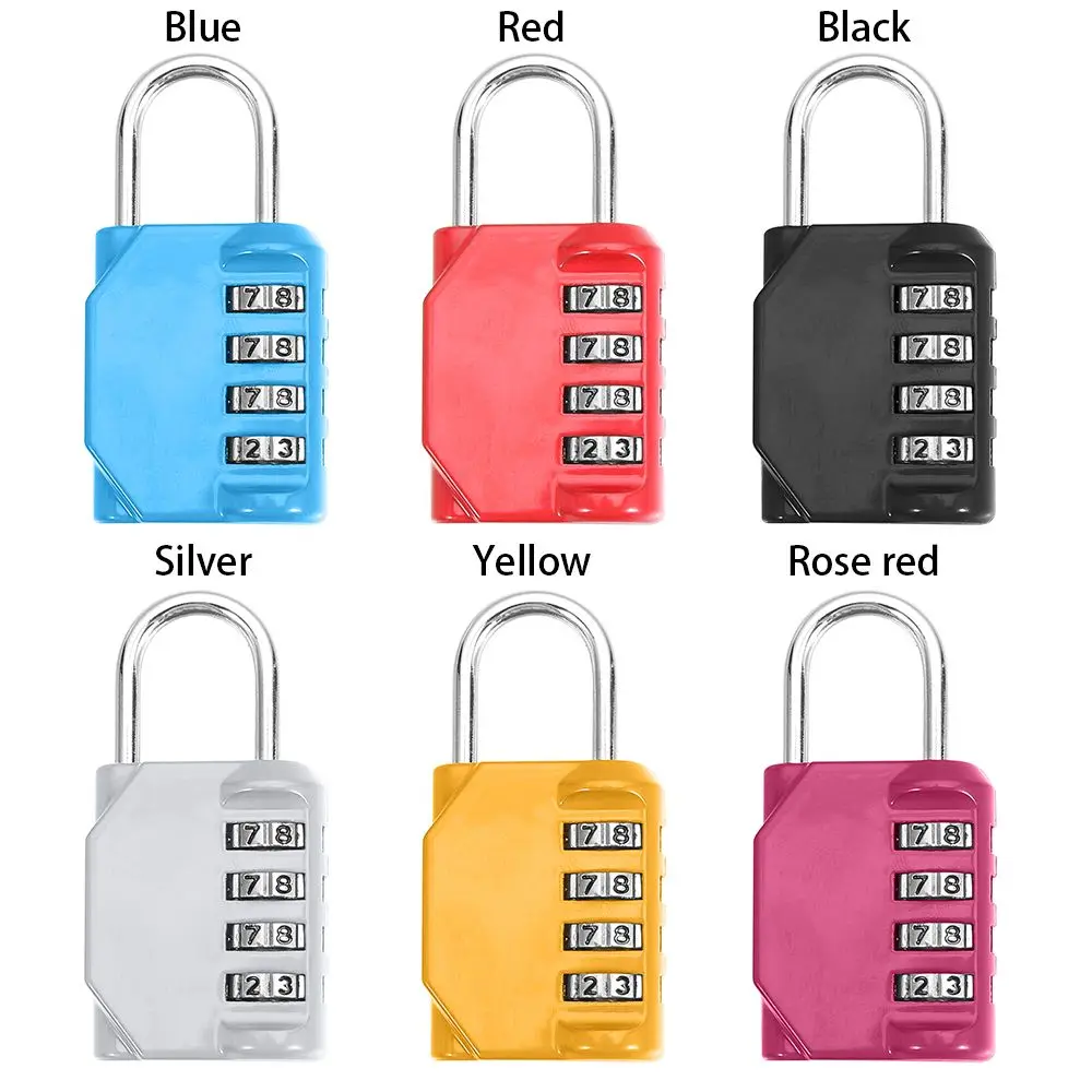 Metal Code Lock 4 Dial Digit Password Lock Resettable Combination Lock Waterproof Padlock Travel Accessories