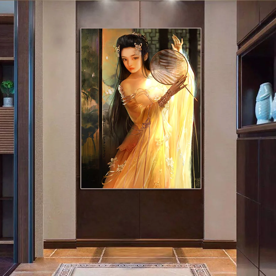 Diamond Painting MosaicOriental Classical Woman  Full Square Round DIY 5D Diamond Embroidery iving room bedroom Paintings Art