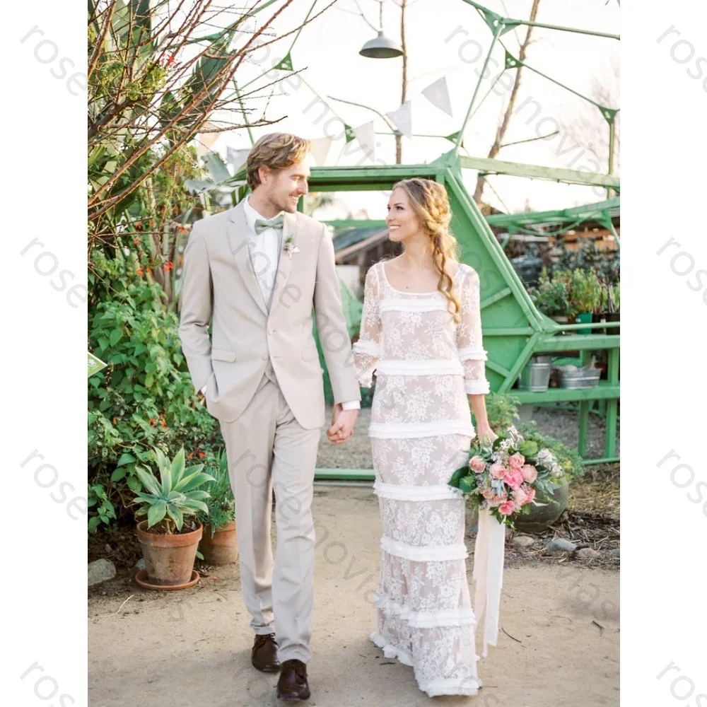 

Customized White Elegant Wedding Dresses Scoop A-line High Quality with Appliques for Floor-length for Bespoke Occasion Party