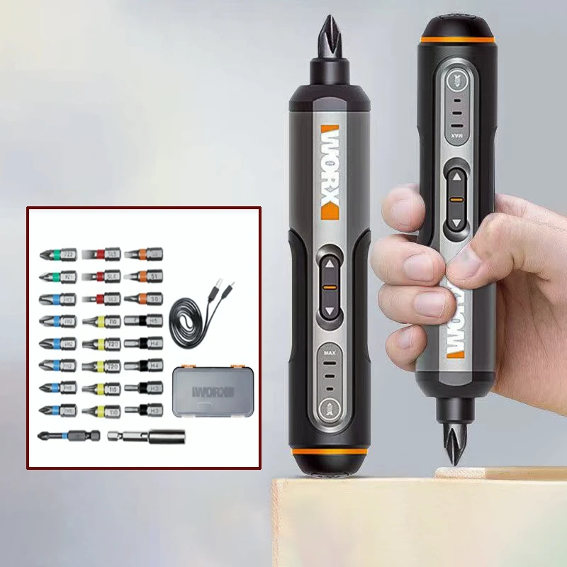 Xiaomi Worx 4V Mini Electrical Screwdriver Set WX240 Cordless Electric Screwdriver USB Handle with 26 Bit Set Drill Power Tool