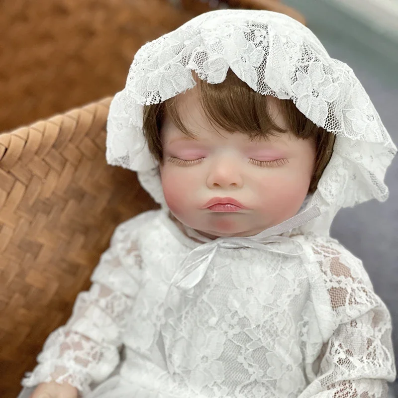 

45cm Cuddly Full Body Silicone Viny Rosalie Bebe Reborn Girl with Rooted Hair Handmade Lifelike Realistic Reborn Baby Girl