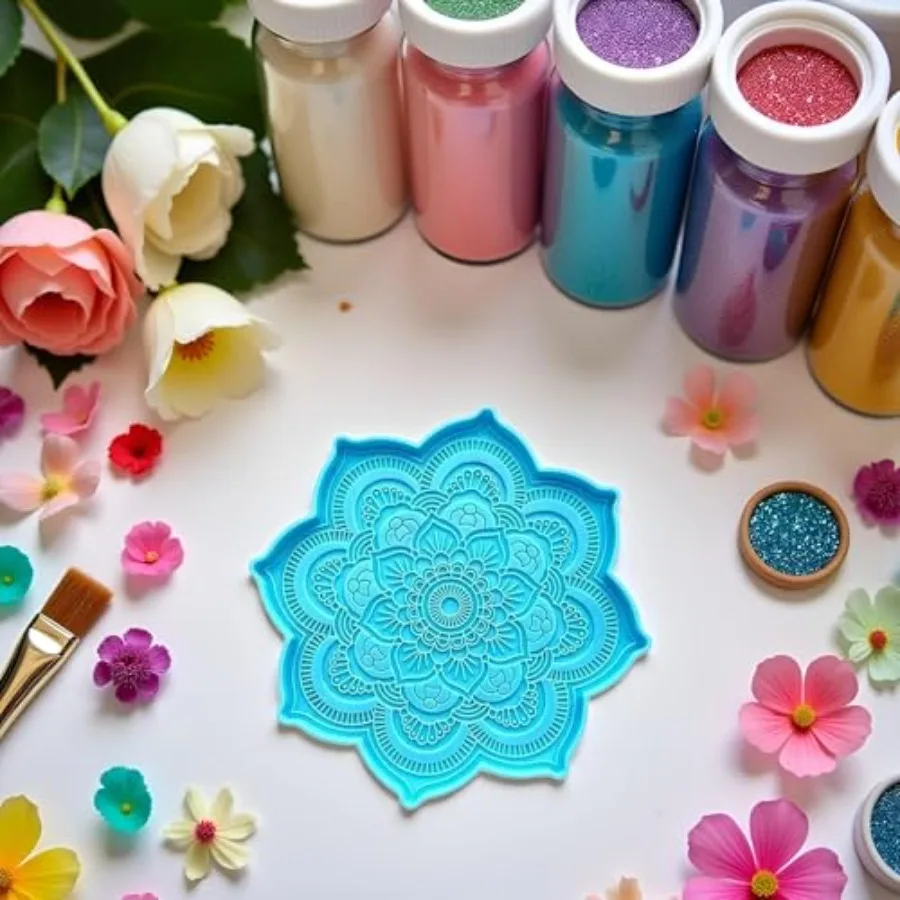 Blue Epoxy Resin Silicone Molds - Epoxy Resin Mold Flower Tray Cup Mat Casting Silicone Mould DIY Crafts Home Decoration Making view 5