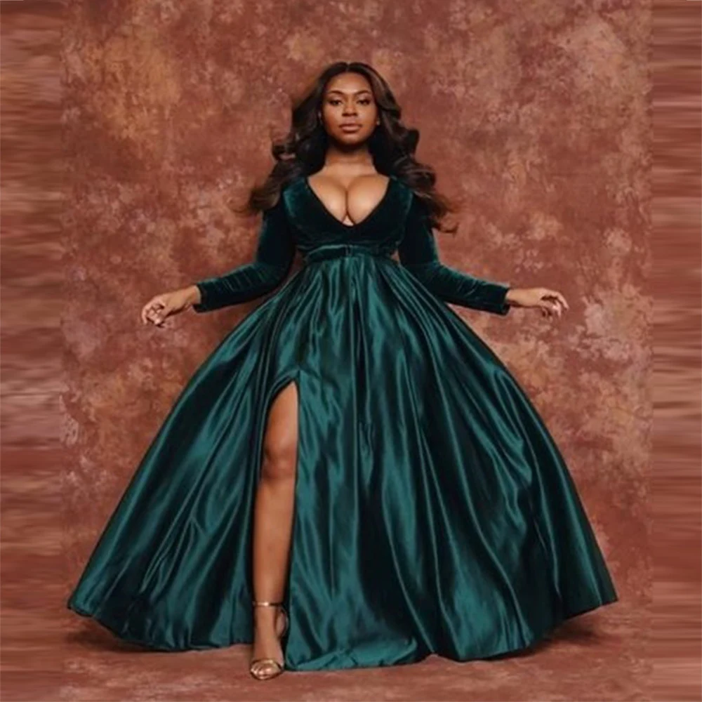 

Emerald Green Long Satin Skirt Elegant A Line High Split Women Skirt To Party Zipper Waist Wedding Party Skirt No Top Part