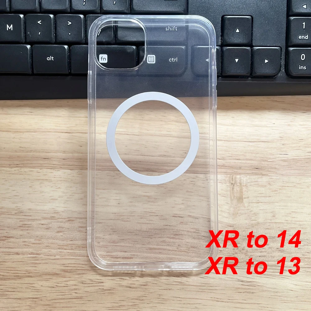 Magnetic Wireless Charging Case For XR to 14 Diy Phone Case XR to 13 Back Cover XR Like 14 XR Like 13 Transparent Case