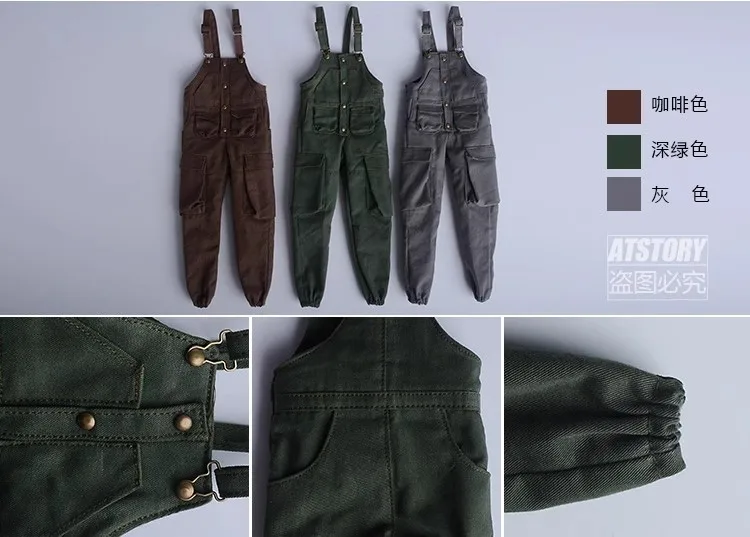 ATSTORY 1/6 Scale Soldier BJD Fashion Clothes Trench Frock Bib Pants Model Fit 12" 3A Bong Studio Action Figure Toy Collection