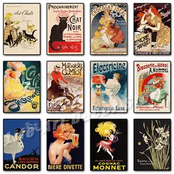 Art Nouveau French Poster Vintage Girl & Cats Chat Noir Coffee Ad Print Canvas Painting Wall Art Picture for Room Home Decor