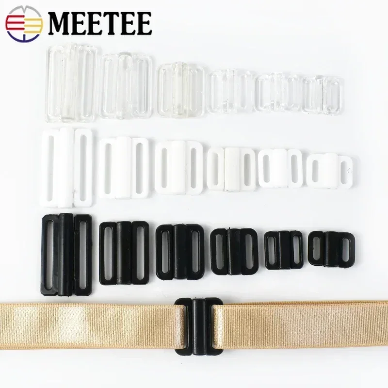 50Sets 8-25mm Plastic Buckles for Bra Strap Adjustment Bikini Fastener Slider Buckle Underwear Closure Fixed Clip Repair Hook