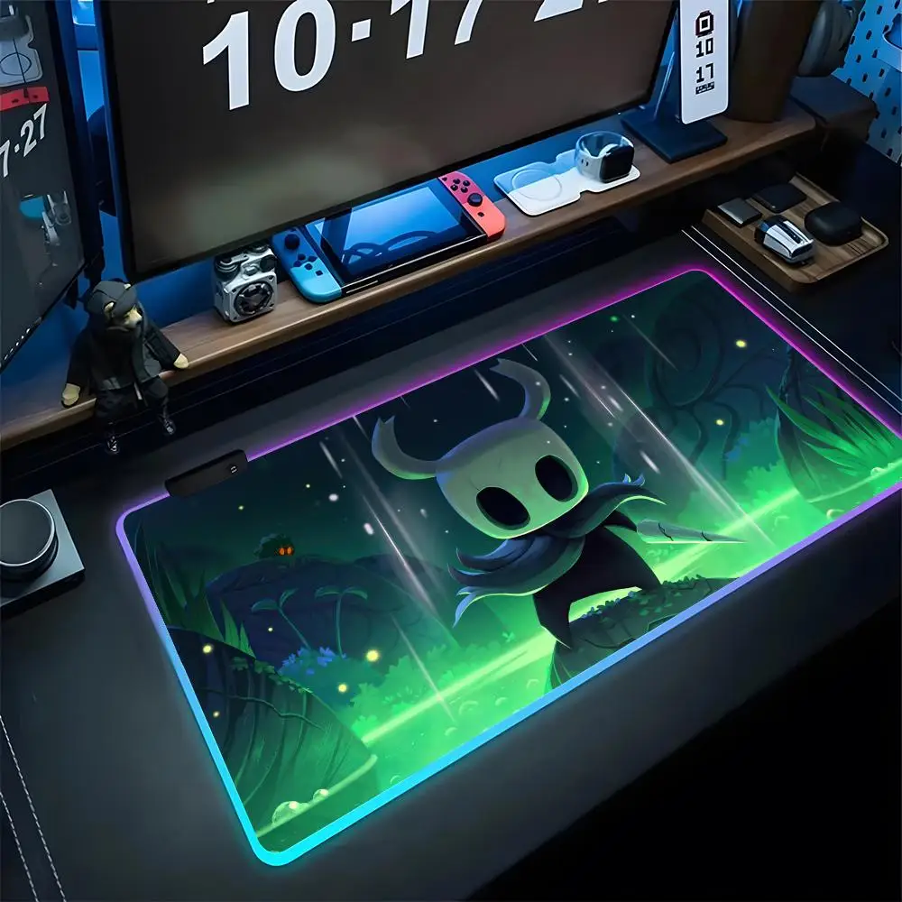 

Cool Hollow Knight Mouse Pad Gaming Rgb Mousepad Backlit Keyboard Keyboard Gamer Girl Xxl Laptop Mat Table Pads Deskpad
