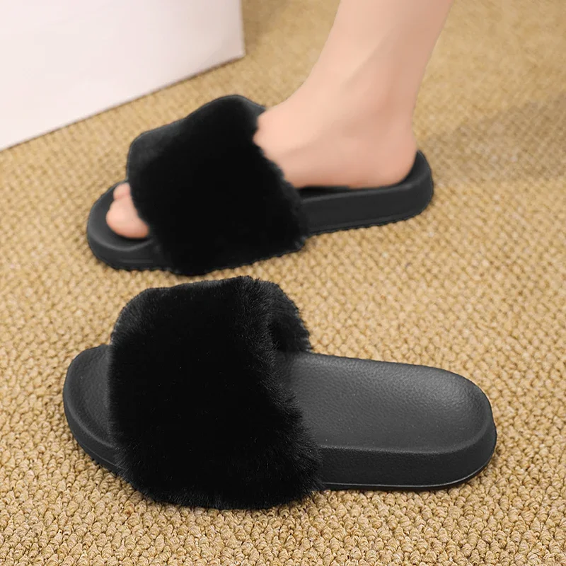 Winter Mannen Vrouwen Slippers Warm Pluche Zachte Slippers Koppels Indoor Huis Katoenen Schoenen Casual Comfortabele Pluizige Beknopte Dia 'S 45