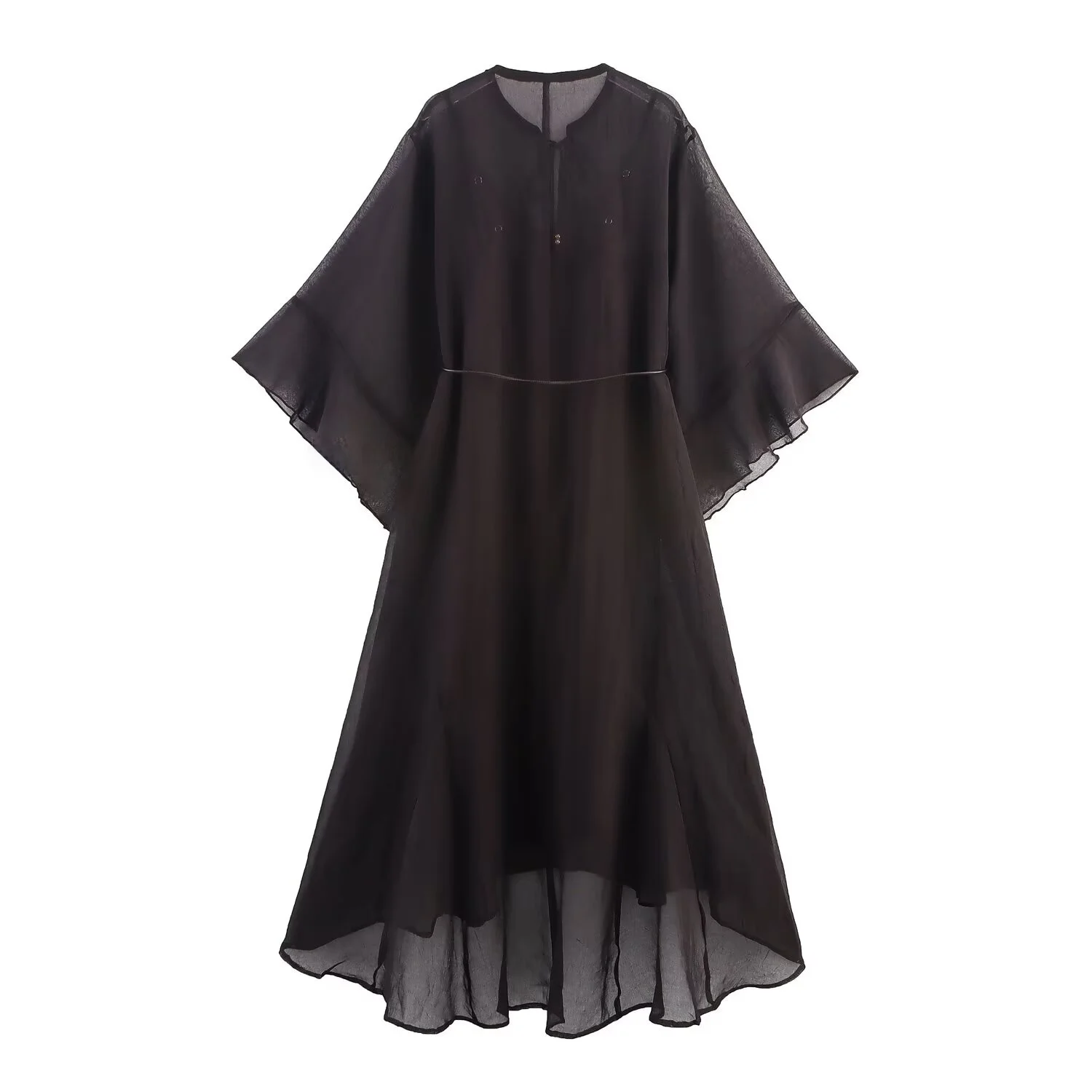 Losse taille ontwerp dames Dr herfst nieuwe Sle Wind ontwerp losse pasvorm taille cinched lange rok zes Sve casual polyester...