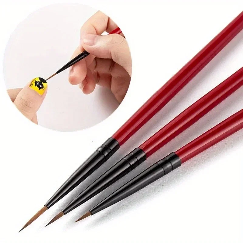 3pcs/set Nail Art Liner Painting Brush Thin Stripe Line Drawing Pen DIY UV Gel Tips French Design Manicure Tools