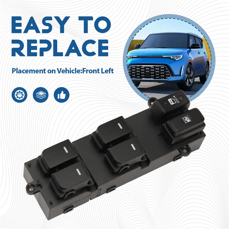 【BRILLIANT 】For KIA SOUL 2010-2013 Compatible Front Left Power Window Control Switch 93570-2X100 Window Glass Lift Button 935702