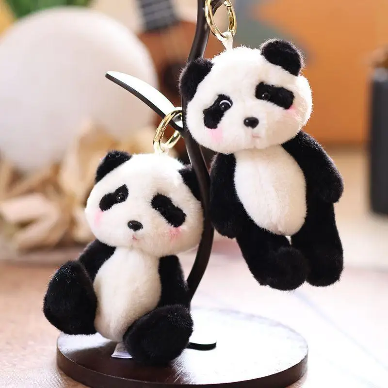 Porte-clés en peluche petit Panda mignon, poupée d'animal en peluche de dessin animé, jouets en peluche, pendentif de sac à dos, décoration suspendue, cadeaux