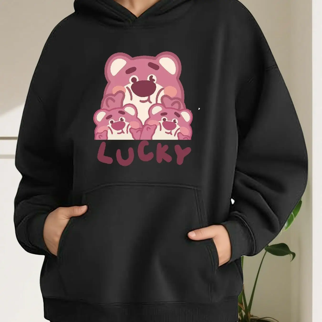 

Disney Lotso Hoodies Fashion Oversized Unisex Hoodies Sweatshirts Autumn and Winter Fleece Casual Versatile Streetwear