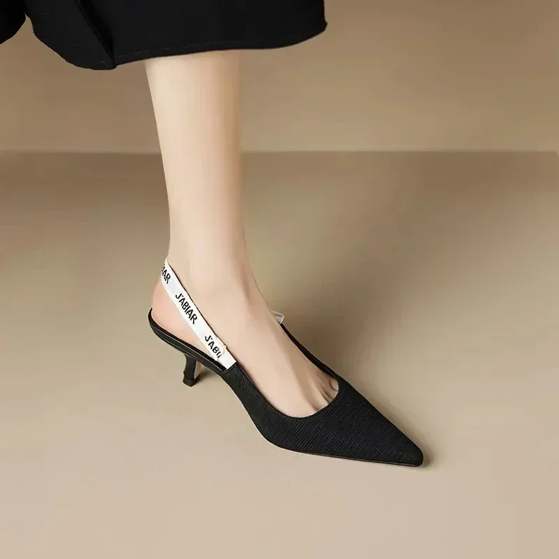 عالية الكعب النساء الصنادل مثير منتصف الكعب Slingback شبشب صيفي 2025 موضة فاخرة مضخات جديد الوجه يتخبط الشرائح الضحلة Mujer #3
