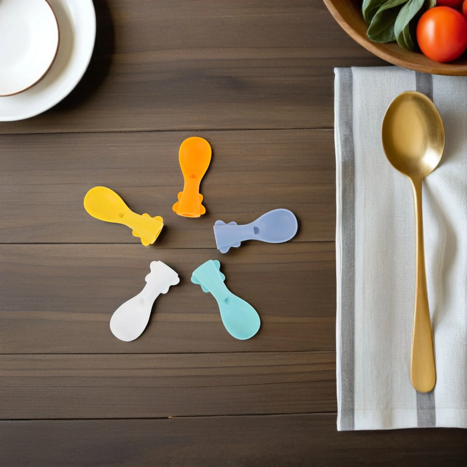 

5Pcs Baby Silicone Spoon Attachment Soft Feeding Spoons for Food Pouches Mess-Free Puree Dispensing Baby Puree Spoon