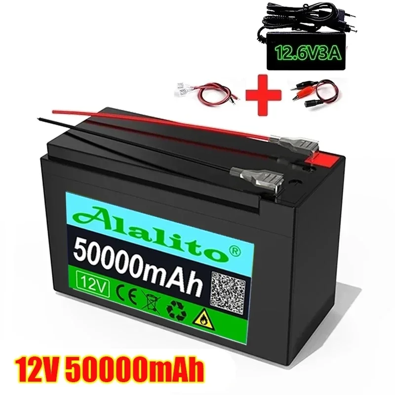 

12V Battery 50Ah 18650 lithium battery pack Rechargeable battery for solar energy electric vehicle battery+12.6v3A charger