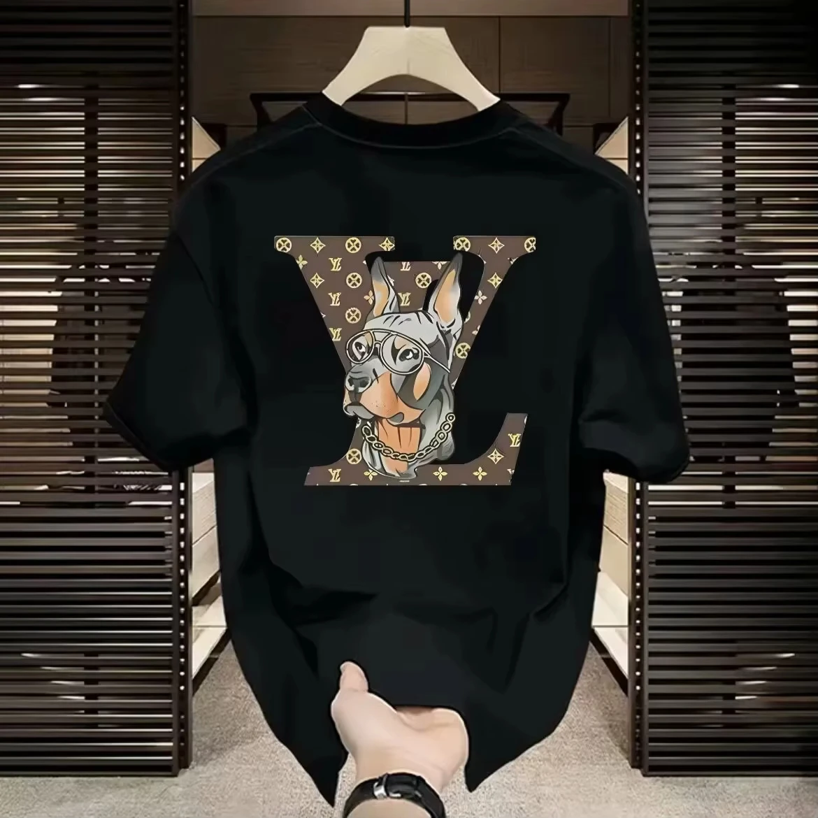 

Original New Trendy Brand 2025 Summer Trendy Dog Print Casual Loose Crew Neck Men's and Women's Versatile Breathable Top