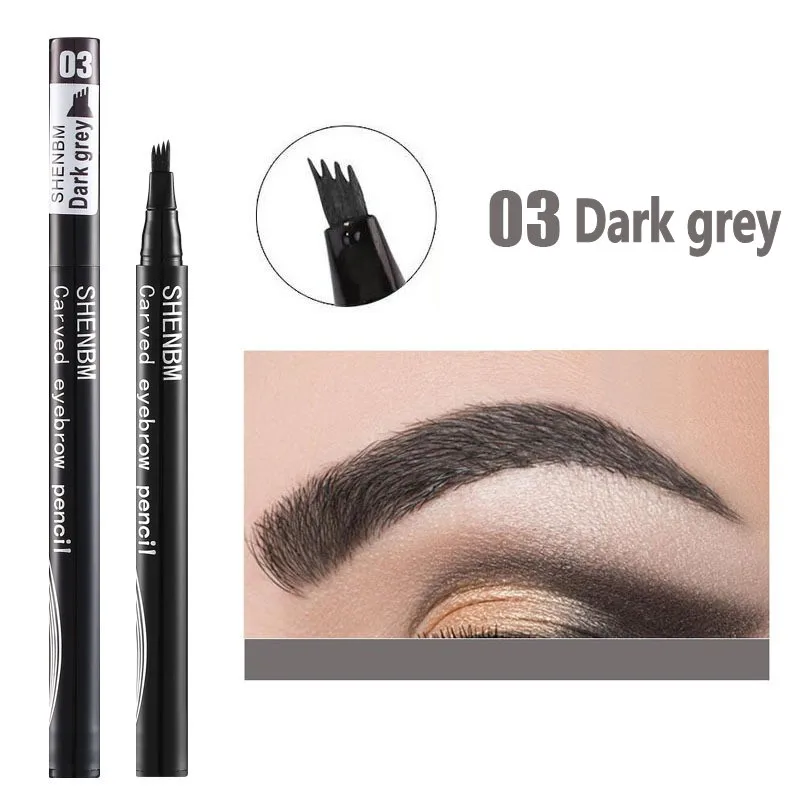 4 Fork Tip Eyebrow Pencil 4 Colors Natural Dark Brown Liquid Eye Brow Pen Long Lasting Waterproof Microblade Brow Pencil Makeup