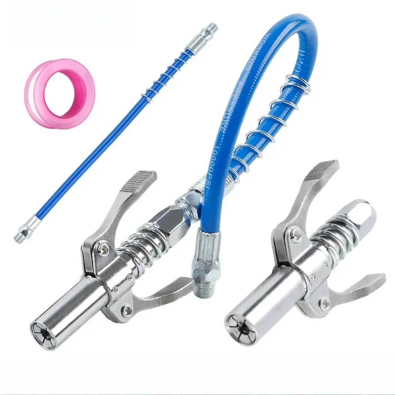 Car Syringe Lubricant Tip Grease Nozzle 10000 PSI Double Handle Grease Gun Coupler NPTI/8 Oil Pump Quick Release Grease Tip Tool